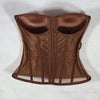 Women Mesh Corset Bustier With Cups Overbust Tight Shaping Tops Strapless Transparent Bodice Slimm Waist Wedding Lace Up Boned