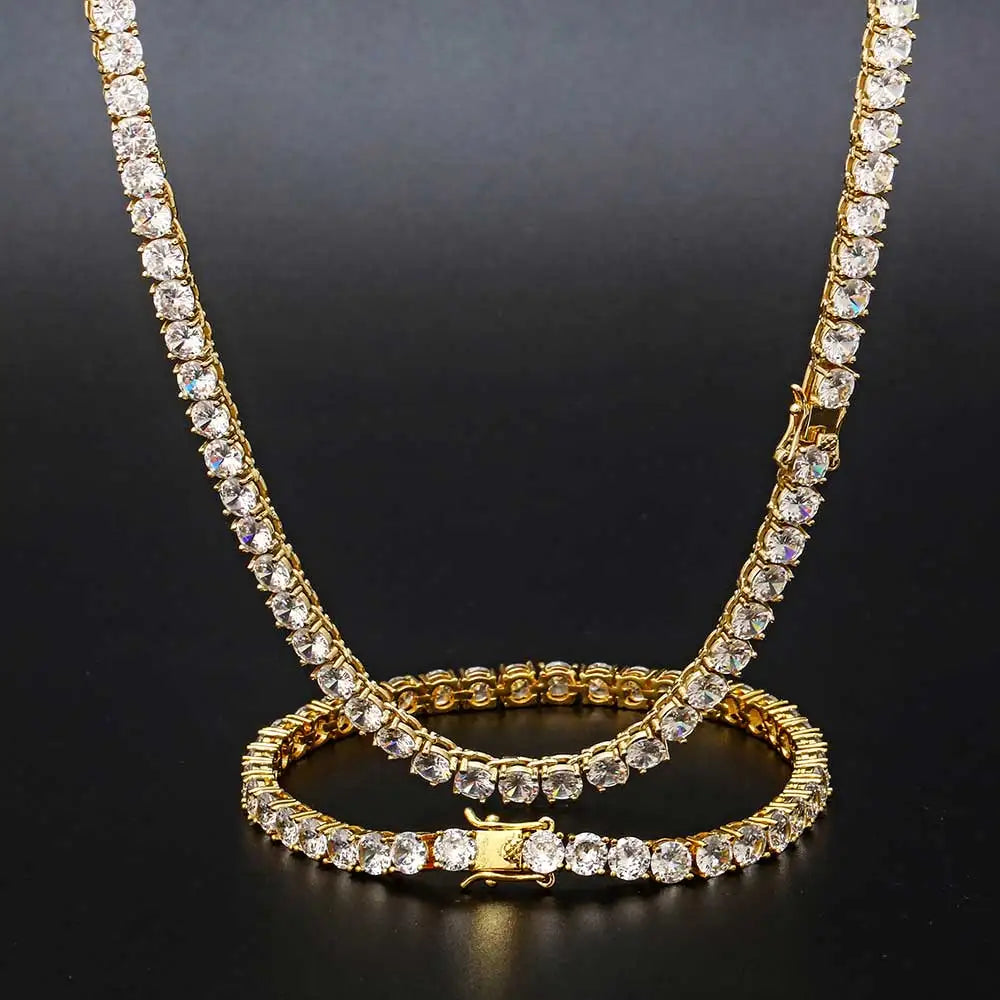 Hip Hop Jewelry 1 Row Iced Out Tennis Chain Bling CZ Men Diamond Cubic Zirconia Choker Necklace Women Drop Shipping