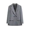 TRZA-Women's Double Breasted Office Wear Blazer Coat, Long Sleeve, Flap Pockets, Female Outerwear, Chic Tops, Fashion