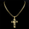 Hip Hop Punk Crown of Thorns Jesus Cross Necklace for Men Stainless Steel Gold Plated Crucifix Pendant Necklaces Jewelry N8052