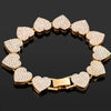 Iced Out Pink Cuban Armband für Frauen Hip Hop Gold Silber Farbe Kristall Herz Kreis Quadrat Armband 4Pcs Set Schmuck Geschenk