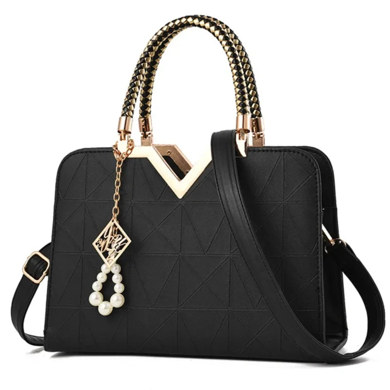 Damen Handtasche Patchwork Umhängetasche Messenger Office Work PU Leder Damen Tasche Luxus Mode Elegant