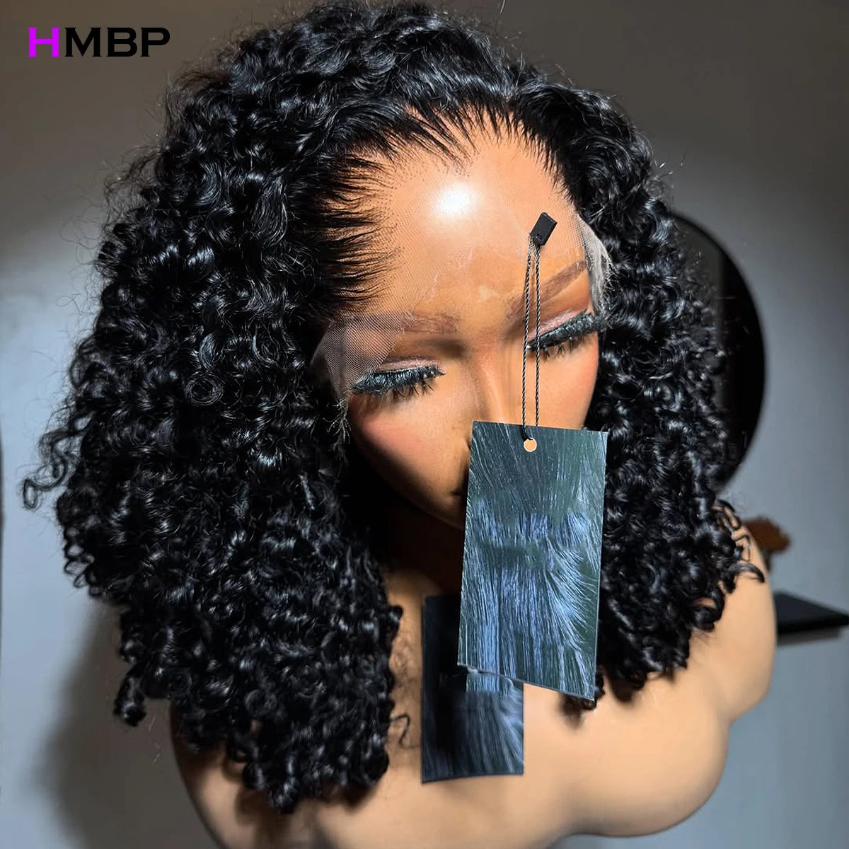 HMBP 450 Density Lagos Hairline 13x6 HD Transparent Lace Frontal Wigs Human Hair Kinky Curly Human Hair Glueless Wigs Preplucked