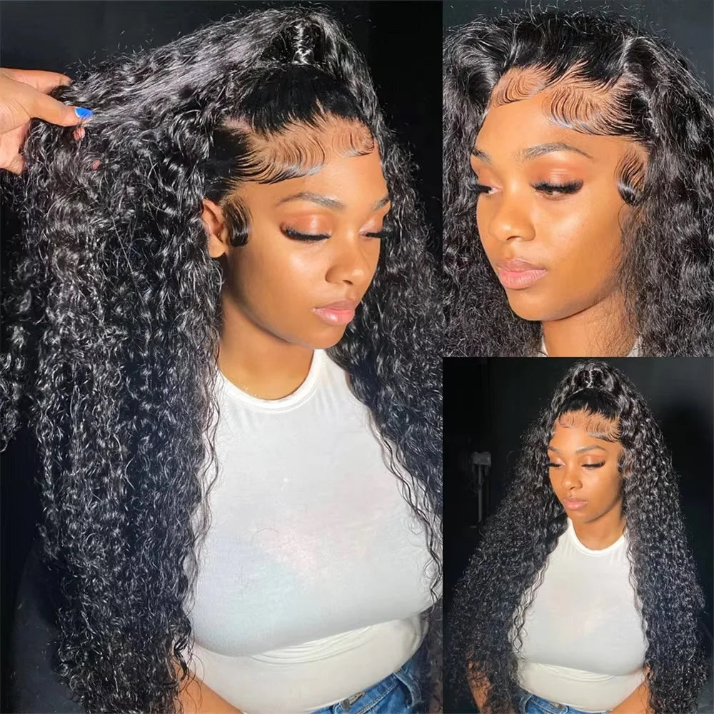 180% Curly Wigs Human Hair Lace Frontal Wig 13x4 Hd Water Wave Lace Front Human Hair Wig Deep Wave Human Hair Wigs Brazilian