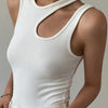 Casual white cut t shirt women round neck sleeveless korean slim t shirts women clothing 2023 summer fashion