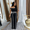 Casual Women's Solid Color Set with Diagonal Shoulders and Wide Legs, Two Piece Set, Summer 2025
