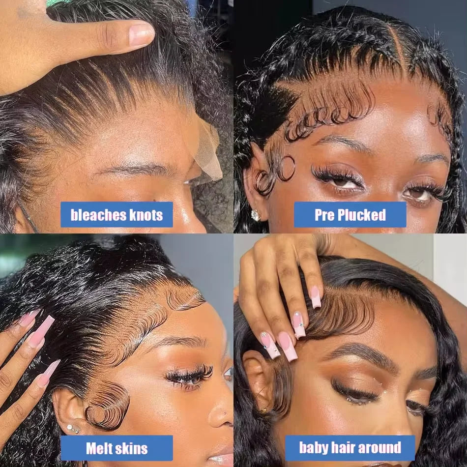 Loose Deep Wave Short Bob Human Hair Frontal Wigs Curly 13x4 4x4 Transparent Lace Front Wig 180 Density Brazilian Remy For Women