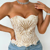 SsTss American Court Corset Sheer Mesh Breathable Corset Sexy Top Hollow Irregular Lace Double Layer Shapewear Chic Camis Top