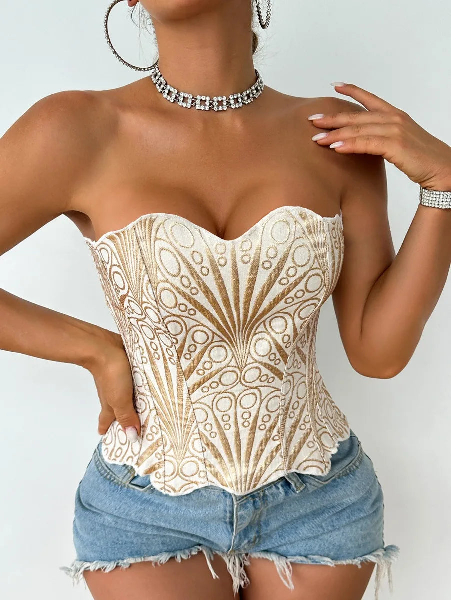 SsTss American Court Corset Sheer Mesh Breathable Corset Sexy Top Hollow Irregular Lace Double Layer Shapewear Chic Camis Top
