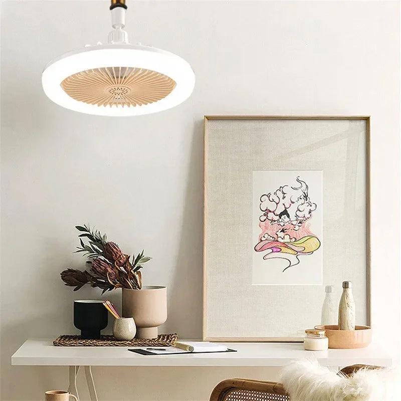 Ceiling Fan with Lighting Lamp Converter Base with Remote Control Ceiling Fan Lamp for Bedroom Living Home Silent 3 Speed