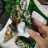 2024 Luxury Rhinestone Pointed Sandals Prom Super High Heel Sandals Slim Heel Dress Show Sandals Oversized 34-43 Women's Shoes