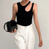 Casual white cut t shirt women round neck sleeveless korean slim t shirts women clothing 2023 summer fashion