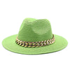 Set Straw Hat and Bag Set Gold Chain Bag Hat Set Ladies Leather Bag Tote Church Fedora Party Jazz Straw Hat