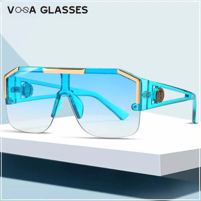 2023 Luxuriöse große quadratische Sonnenbrille Damen Marken Designer Retro Blaue Sonnenbrille für Damen Übergroße Schwarze Brille Oculos UV400
