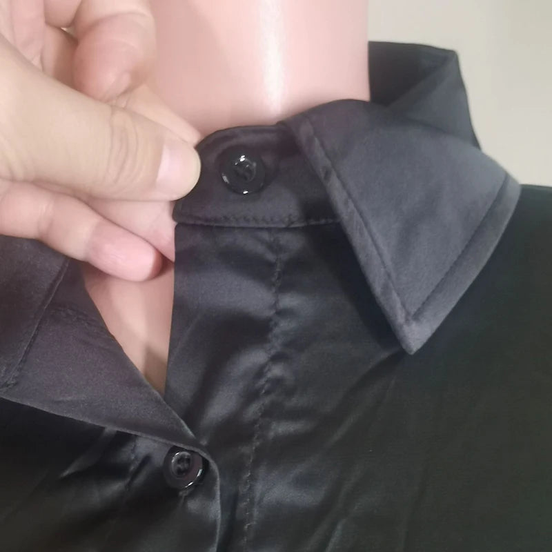 2023 Elastic Elegant Single Breasted Dress Retro Lapel Satin Tight-fitting High Waist Wrap Hips Ruched Short Dress Sexy Clubwear