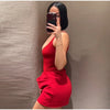 Sexy Pleated Strap Romper Set Women Red Sleeveless Backless U-neck Mini A-line Skirt Female 2025 Fashion Summer Solid Party Suit