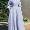 VONDA 2024 Women Elegant Striped Maxi Dress Bohemian Sundress Casual Loose Off Shoulder Long Sleeve Party Vestidos Robe Femme