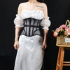 Women Abdomen Tight Corset Crops Under Bust Bustiers Breathable Mesh Waist Girdle With Bones Slimming Lace Up Bodices