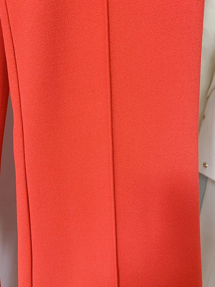 Pantsuit Suits Blazer Women Red Orange New Design Flare Pants Set Two Piece Sets Festival Office Business Female Suit Outfits