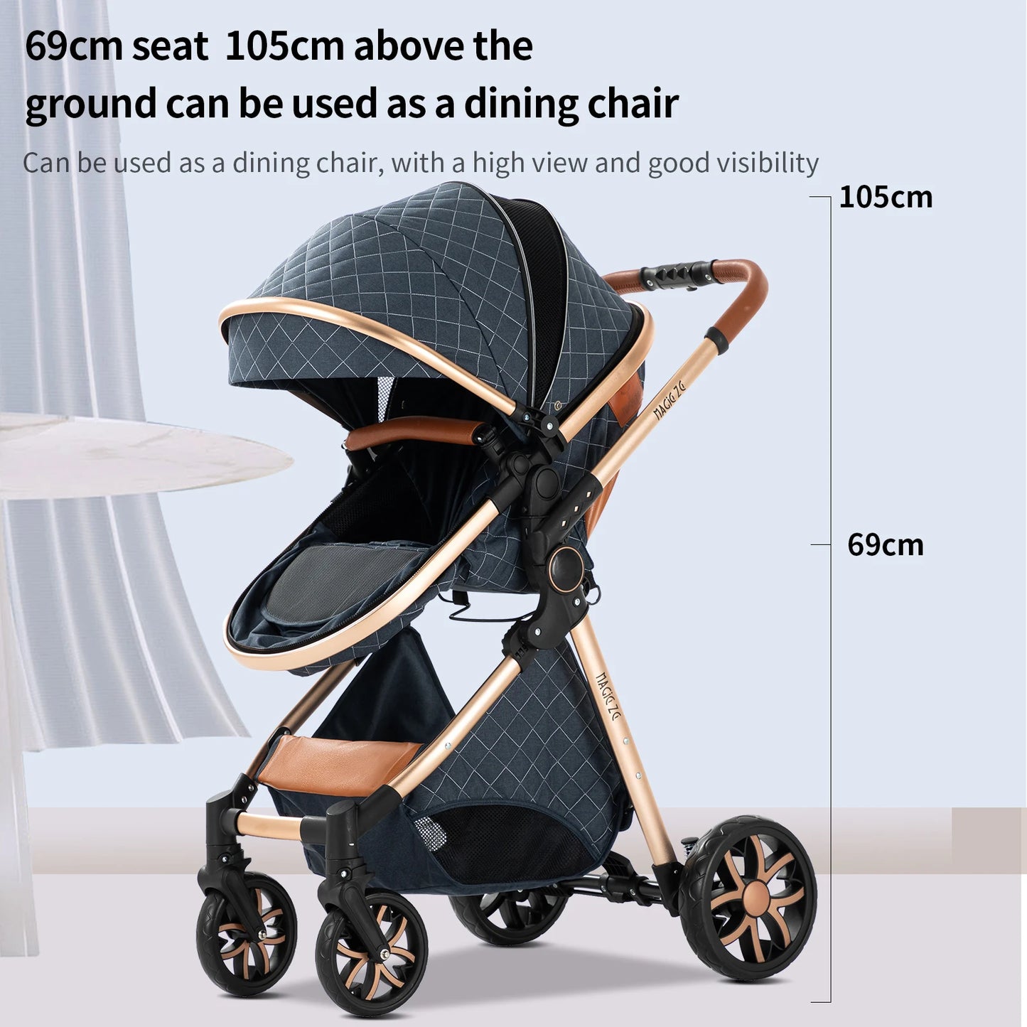 Kinderwagen 3 in 1 Kinderwagen für Babys, leichte Buggys, Babykutsche, ISOFIX BASIS, Baby Reisekinderwagen, Neugeborenenkinderwagen