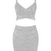 BEAUKEY Qualität 2-teiliges Set glänzendes Metallic Roségold Bodycon Top & Rock Neues Mini Kurzes Sexy Party Nachtclub Set