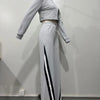 CM.YAYA Fashion Striped Splicing Women's Set Long Sleeve Sweatshirt and Sweat Pants Tracksuit 2024 Winter Two 2 Piece Set Outfit