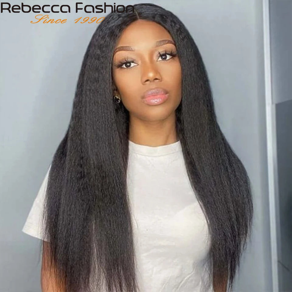 Yaki Straight U-Part-Perücken für schwarze Frauen, Kinky Straight U-Part-Perücke Echthaar Kurz Schwarz Braun U-Part-Perücke Kinky Straight Clip