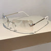 Y2K Luxusmarken Designer Randlose Quadratische Sonnenbrille Damen Für Weibliche Trendige Sonnenbrille Diamant Schmetterling Rosa Punk Shades UV400