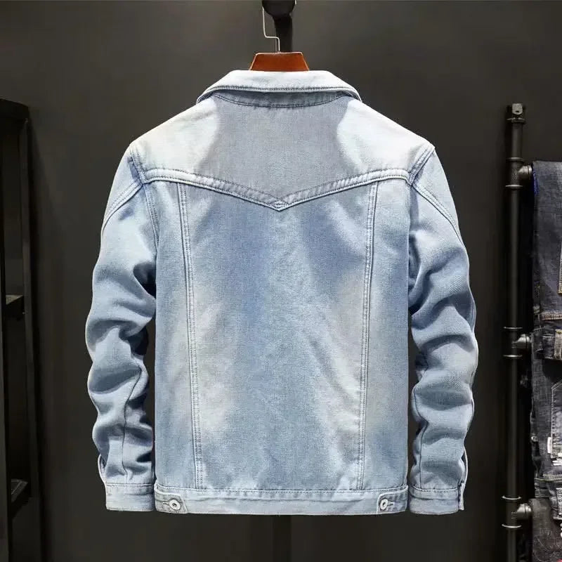 Thickened Fleece-Lined Denim Jacket Men's Loose Fit Warm Work Clothes Trendy Korean Style Versatile Plus Size Casual Wear