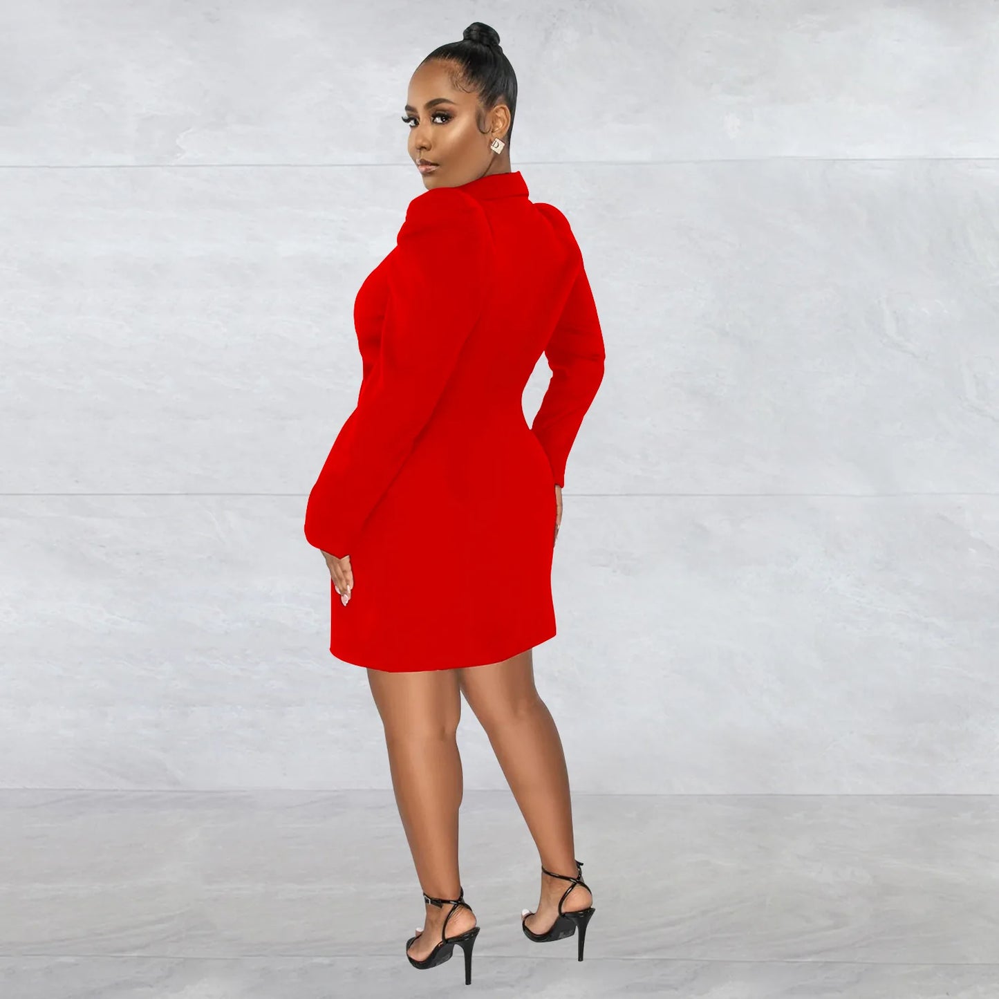 CM.YAYA Elegant Women  Blazer  Women 2022 Autumn Winter Streetwear Robe Femme Blazer Style Bodycon Midi Dress Female Clothing
