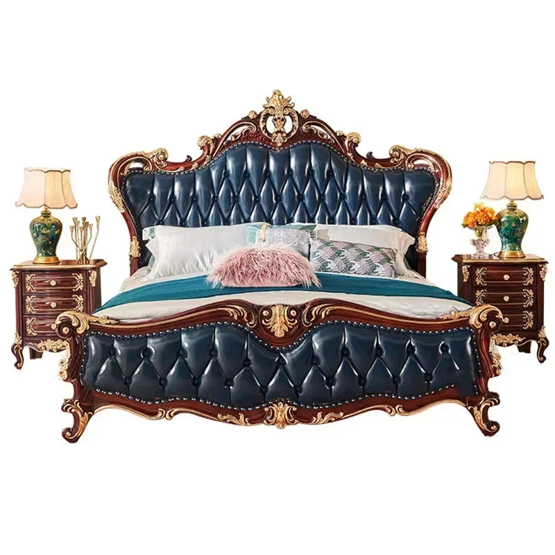 Nordisches Luxus-Ästhetik Bett Queen Size Günstig Niedlich Salon Schlafzimmer King Size Modern Holz Leder Camas Matrimonial Zimmer Möbel