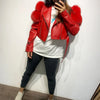 GO BALLISTIC YA Ladies' Genuine Leather Jacket with Fur Sleeve Women's Natural Lambskin Outfit