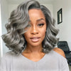 Bob Perücke Salz- und Pfefferfarbe 13x4 5x5 HD Lace Closure Perücke Body Wave Lace Front Perücke vorgezupft 100% Echthaar Lace Frontal Perücke