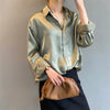 Damen Frühling Herbst Stil Blusen Hemden Damen Casual Langarm Umlegekragen Blusas Tops DF4849