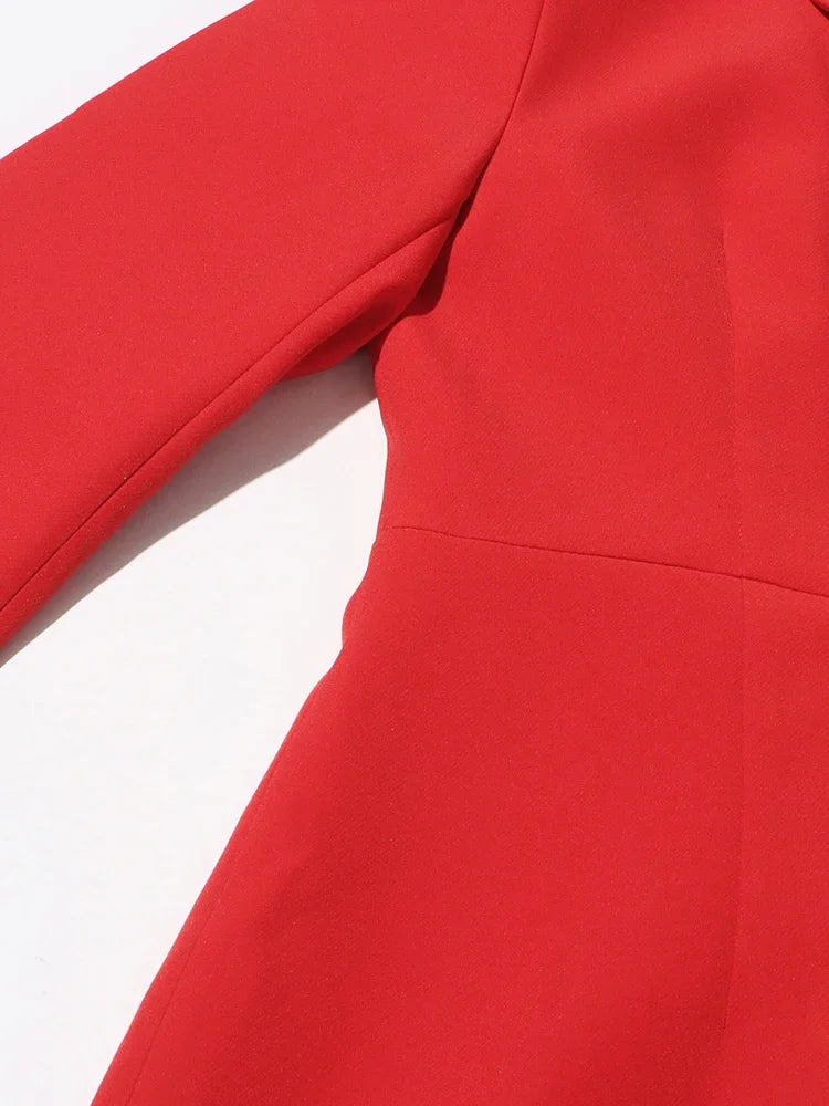 TWOTWINSTYLE Solider Blazer mit Aushöhlungen für Damen, Schalkragen, Langarm-Tunika, gespleißter Knopf, Temperament-Blazer Weiblich KJA501707
