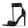 Liyke Summer Fashion Zip Tassel Women Sandals Metal Rivet Buckle Pointed Open Toe Stripper Heels Wedding Banquet Shoes Stiletto