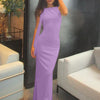 Hugcitar Fashion Solid O Neck Sleeveless Patchwork Sexy Bodycon Maxi Prom Dress Summer Women Clothes Party Festival Club Y2K