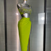 New Women Sexy Two Pieces Set Stretched Crystal Diamonds Night Club Skirt Suits Laced Singer Dancer Stage Performance Costume