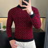 Herbst Winter Samt Strickpullover Herren Langarm Rundhalspullover Slim Fit Business Freizeit Strickwaren Tops Herrenbekleidung