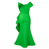 Elegante Kleider für Damen, One Shoulder, ärmellos, Rüschen, Meerjungfrauen-Schnitt, bodenlang, luxuriös, für Geburtstagsfeiern, Dinner, Vestidos Mujer Kleid