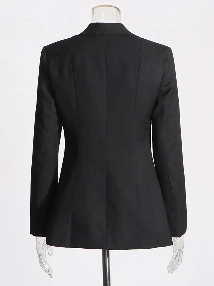 TWOTWINSTYLE Patchwork Lace Up Hohl-Blazer für Damen mit gekerbtem Kragen, langen Ärmeln, Tunika, Designer-Blazer, weibliche Mode Neu