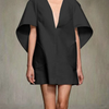 Yeezzi Fashion Schwarz Weiß Farbkurzes Kleid für Damen 2025 Neu Frühling Tiefer V-Ausschnitt Halbarm Loose Ballkleid Party Minikleider