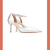 Baotou Hohle High Heels Damen Sandalen Spitz Dünne Ferse Ein-Wort-Schnalle Strass Hochzeitsschuhe Brautschuhe