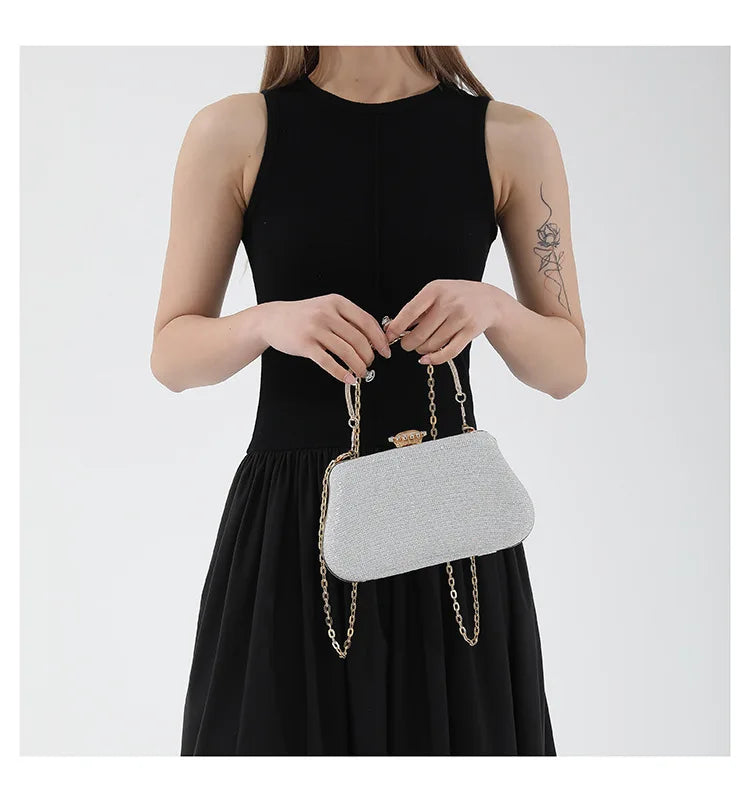 Luxus-High-Design Damen-Abendtasche Party-Bankett Glitzertasche für Damen Hochzeitsclutch Handtasche Umhängetasche mit Kette Bolsas