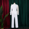Luxury Jumpsuits & Rompers for Women Round Neck Beaded Transparent Sleeve High Waisted Elegant Female Birthday Party Overalls
