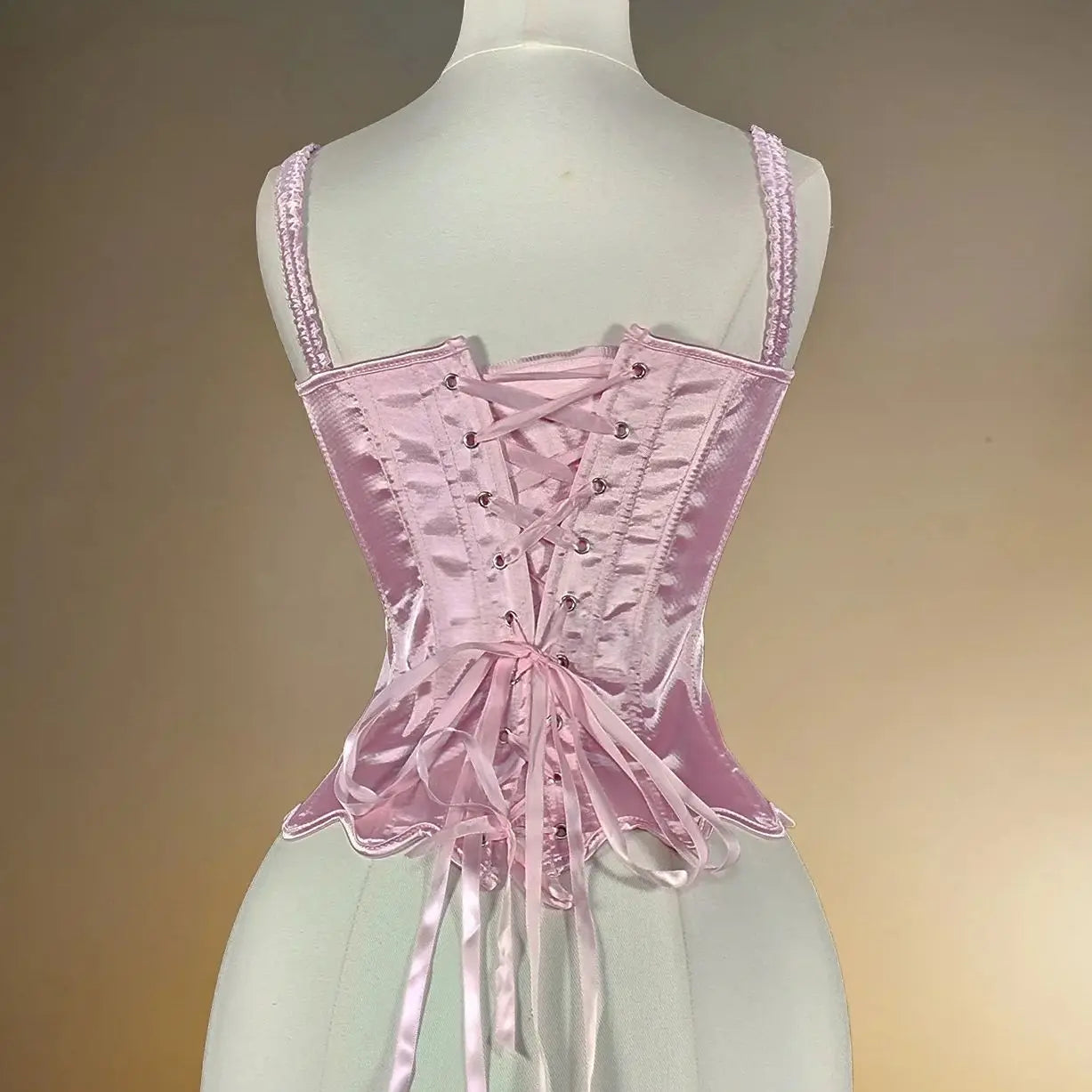 Women Tight Corset Vest Bustier Overbust Petal Bodice Lace Up Boned Shaping Tops Pink Costume Crops With 5 Buckles Party Wedding