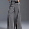 Yeezzi Urban Female Suit Pants 2025 New Fashion Black White Color Loose Straight Pant High-Waisted Pleated Split-Front Trousers