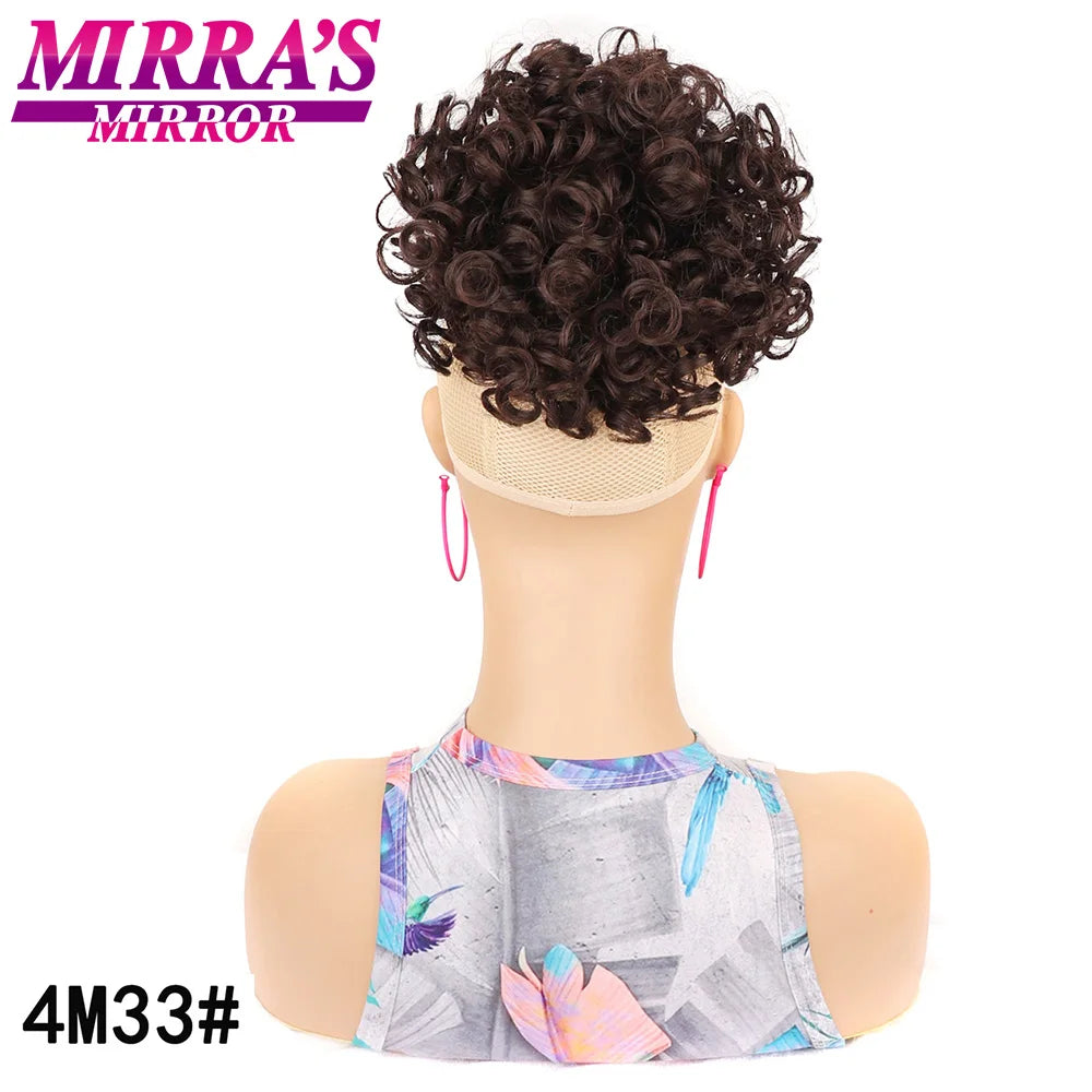 Synthetic Afro Puff Drawstring Ponytail Hair Bun 10 Inch Short Afro Kinkys Curly Afro Bun Extension Hairpieces Large Size