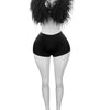 Kricesseen Women's Furry Suits Set 2 Piece Outfits Summer Halter V Neck Backless Crop Top And Stain Matching Shorts Set Clubwear