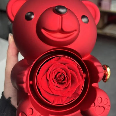 Valentinstag Rose Hug Bär Schmuckkästchen Echte Ewige Rosen Geschenke für Freundin Frauen Ehefrau Muttertag Geburtstag Jahrestag